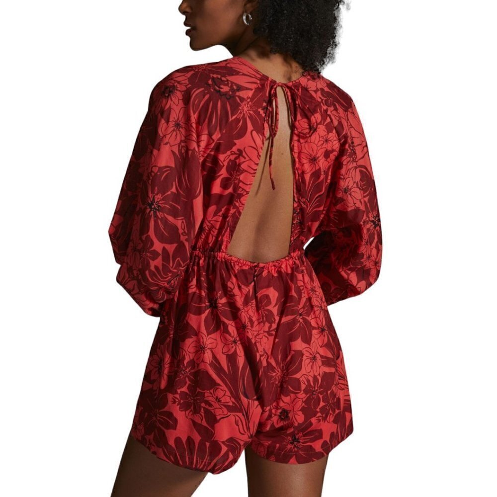 Anthropologie‎ Faithfull The Brand Alba Playsuit Red Romper SIZE 4 Jumper